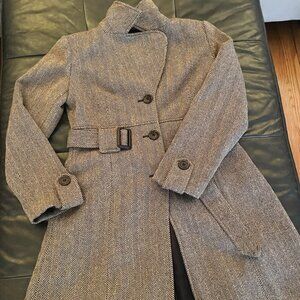 VTG Tailored Flare Fit Herringbone Tweed Wool Blend Coat. Merona, Women's Medium